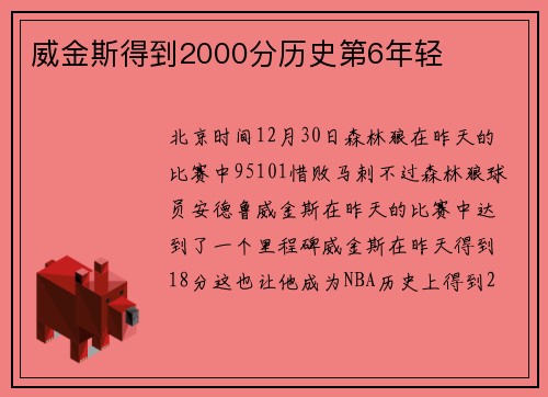 威金斯得到2000分历史第6年轻